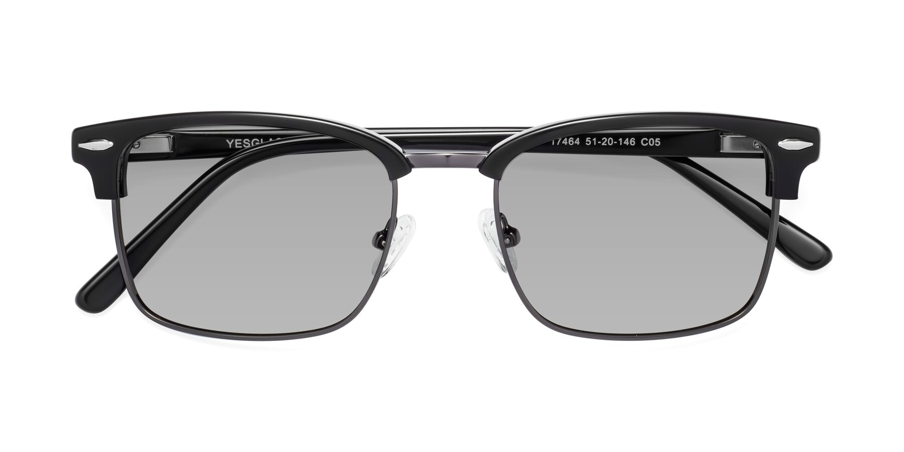 Folded Front of 17464 in Black-Gunmetal with Light Gray Tinted Lenses