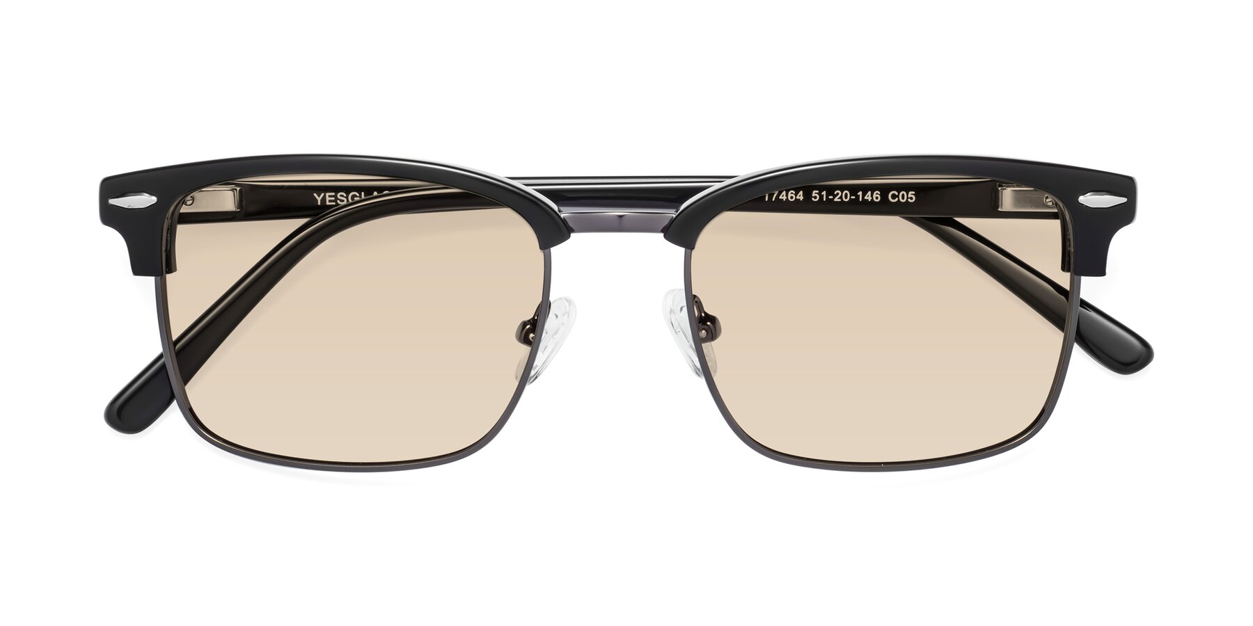 Folded Front of 17464 in Black-Gunmetal with Light Brown Tinted Lenses