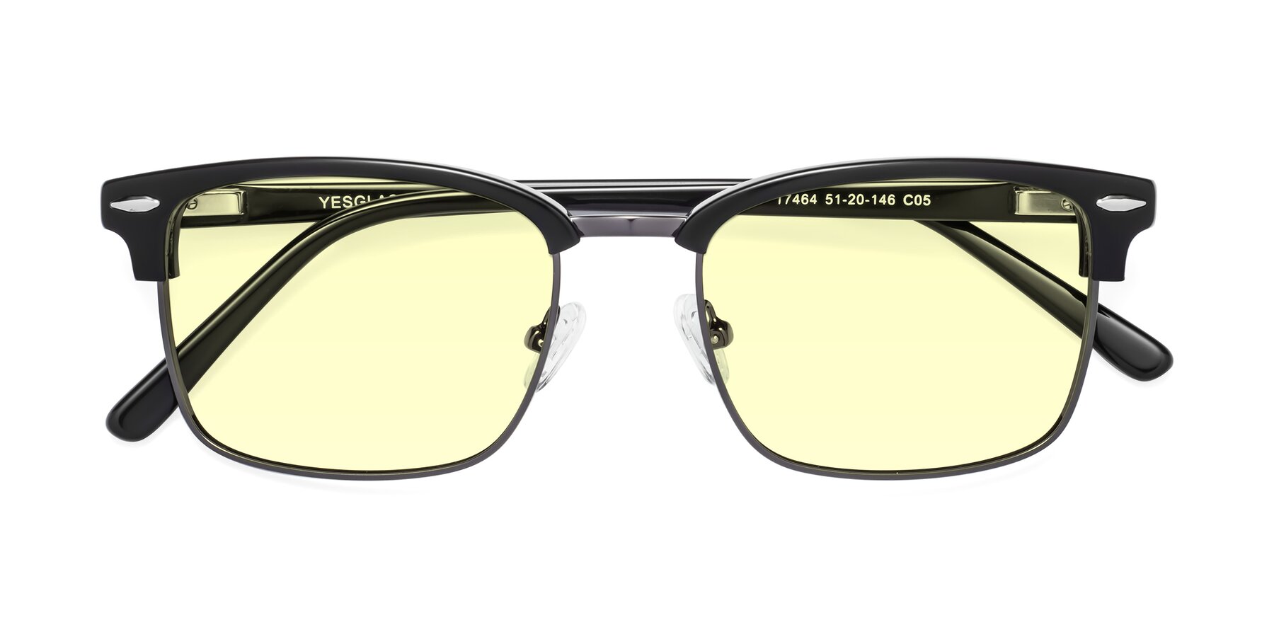 Folded Front of 17464 in Black-Gunmetal with Light Yellow Tinted Lenses