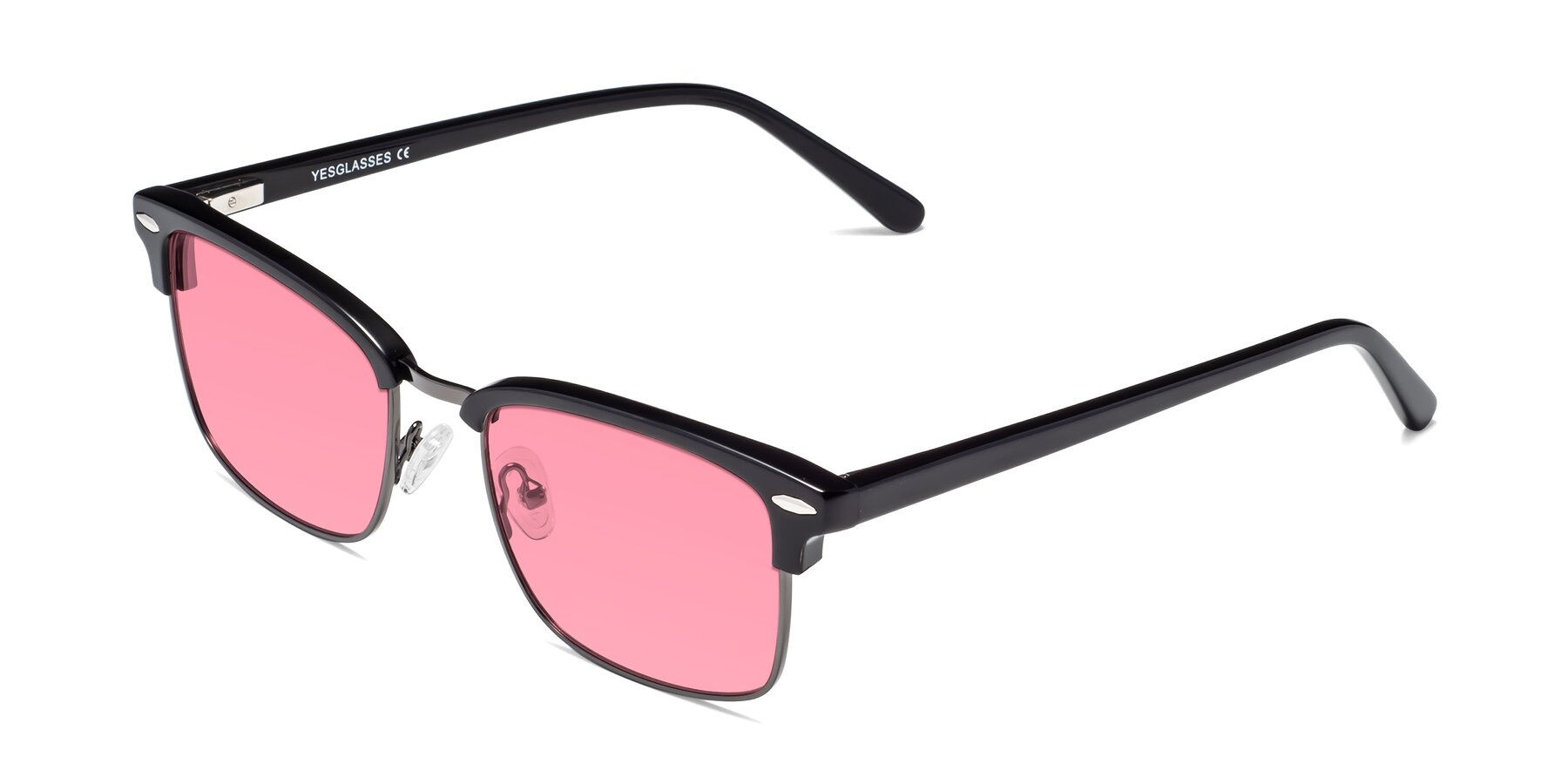 Angle of 17464 in Black-Gunmetal with Pink Tinted Lenses
