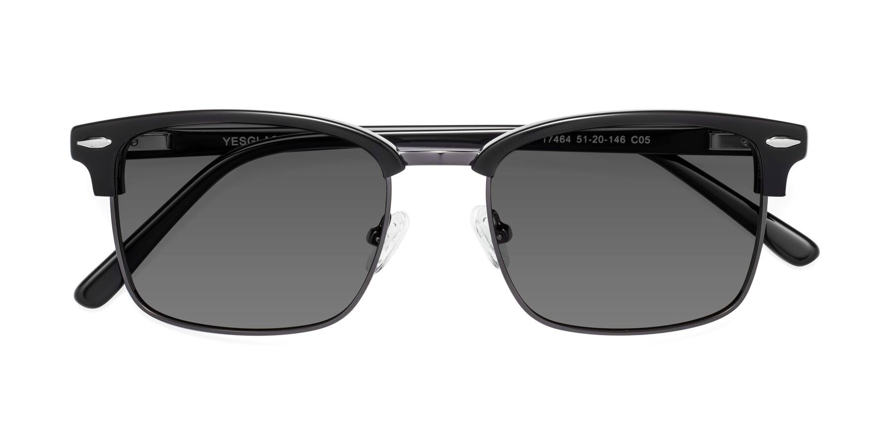 Folded Front of 17464 in Black-Gunmetal with Medium Gray Tinted Lenses
