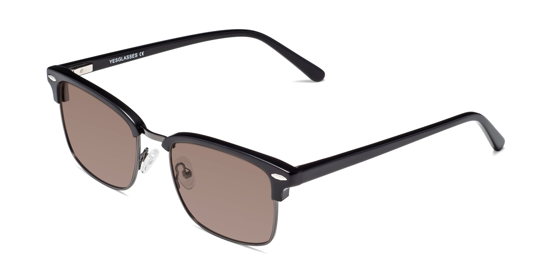 Angle of 17464 in Black-Gunmetal with Medium Brown Tinted Lenses