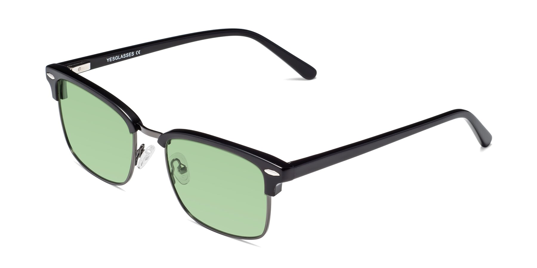 Angle of 17464 in Black-Gunmetal with Medium Green Tinted Lenses