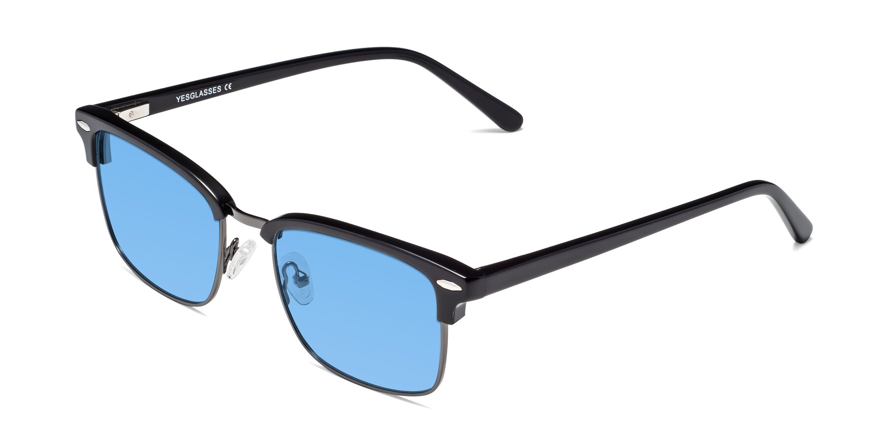 Angle of 17464 in Black-Gunmetal with Medium Blue Tinted Lenses