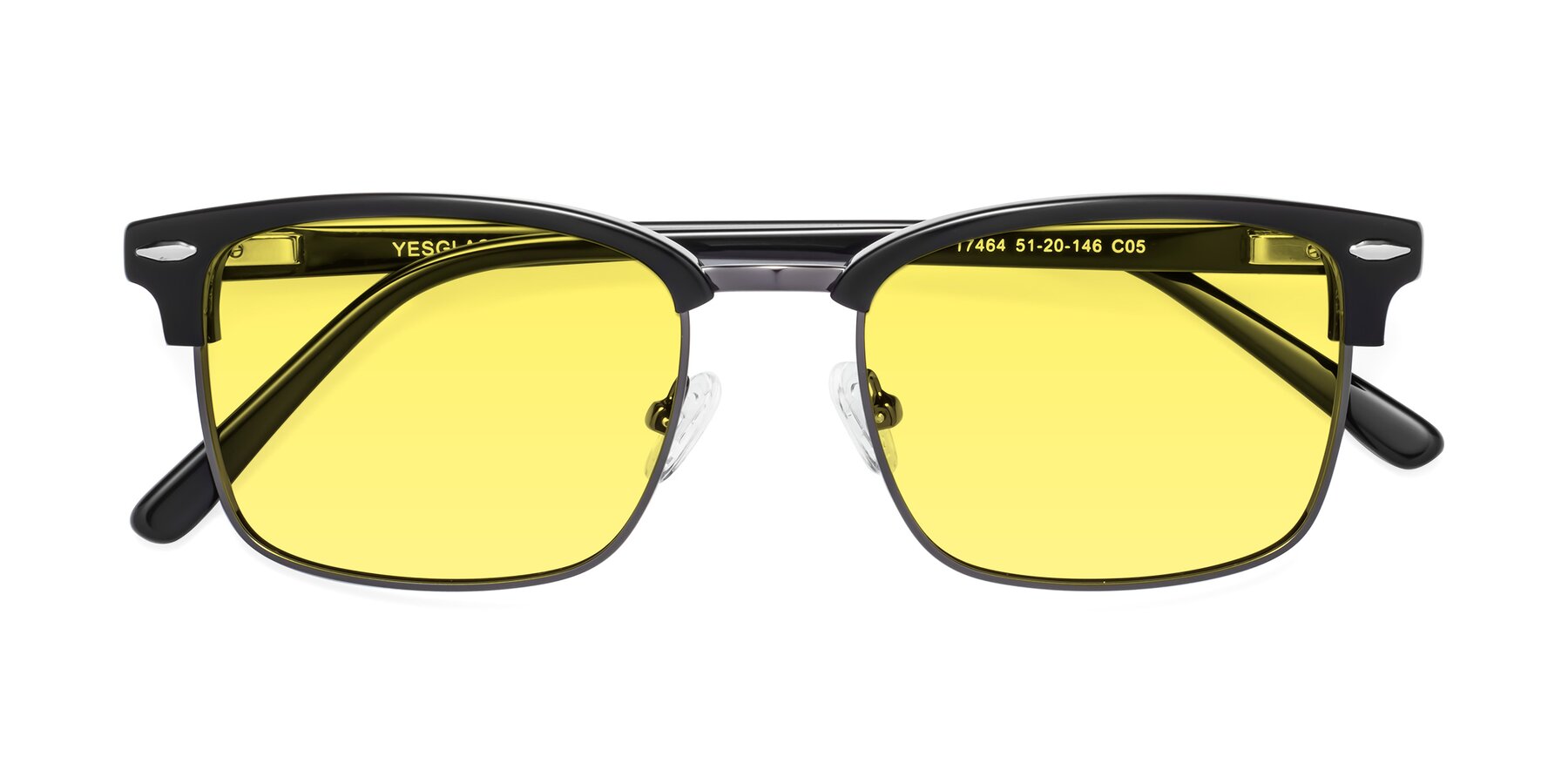 Folded Front of 17464 in Black-Gunmetal with Medium Yellow Tinted Lenses