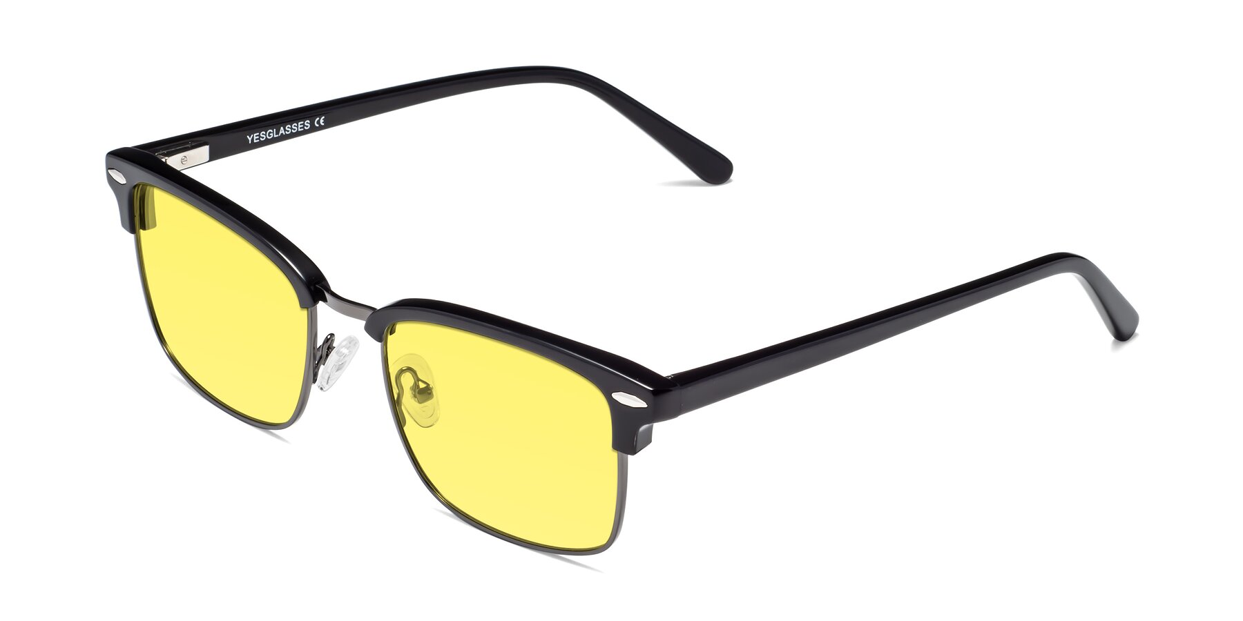 Angle of 17464 in Black-Gunmetal with Medium Yellow Tinted Lenses