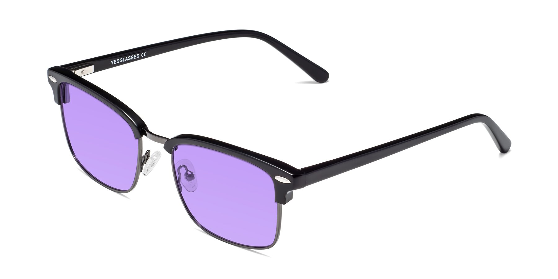 Angle of 17464 in Black-Gunmetal with Medium Purple Tinted Lenses