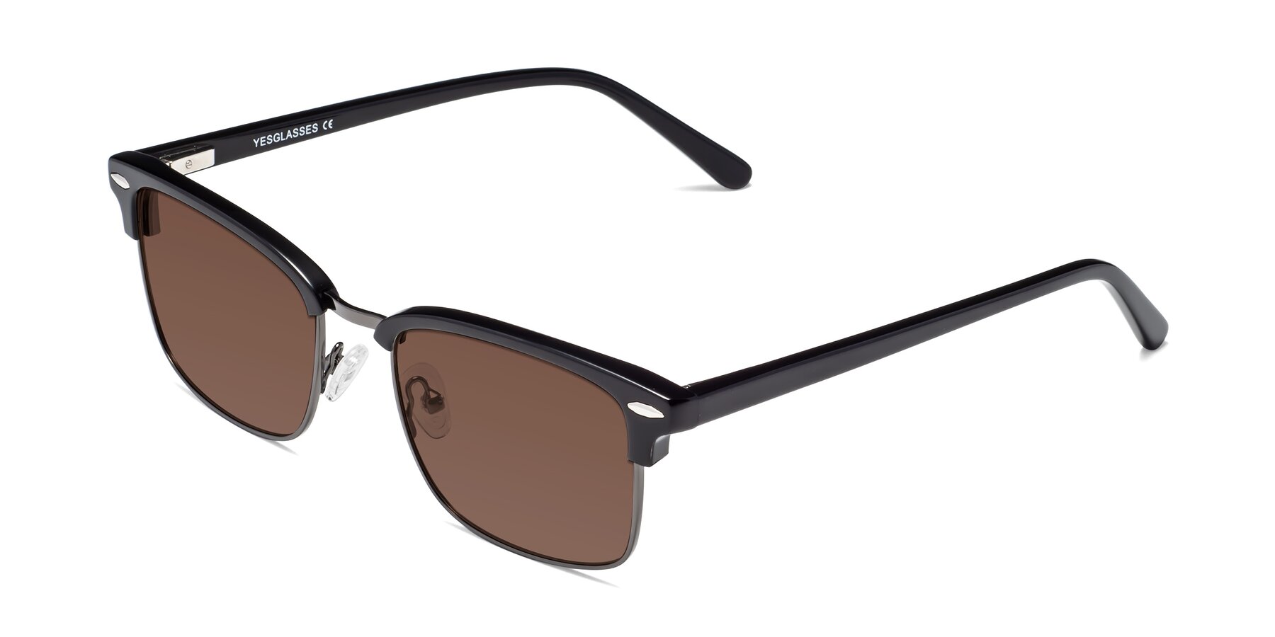 Angle of 17464 in Black-Gunmetal with Brown Tinted Lenses