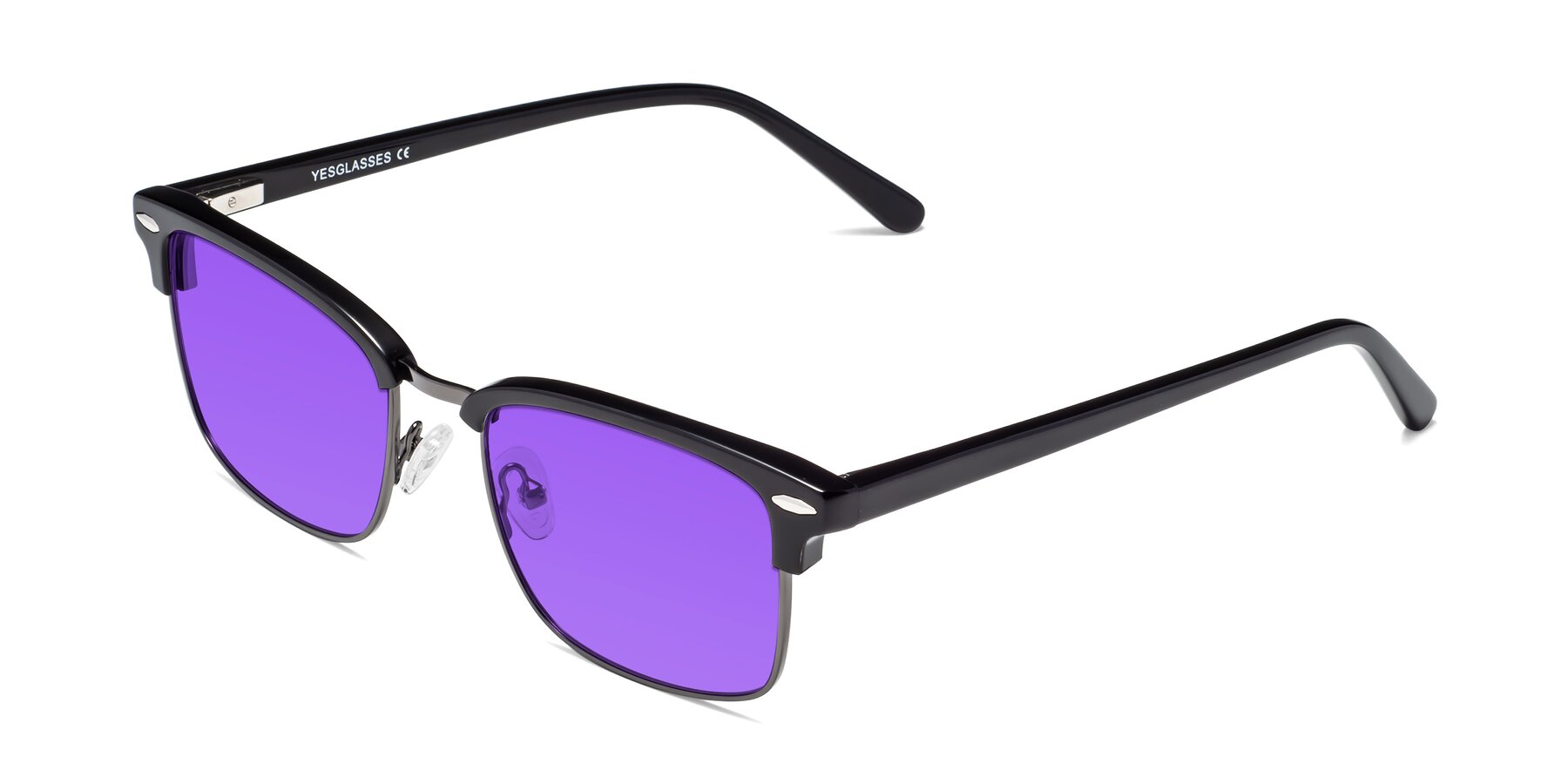 Angle of 17464 in Black-Gunmetal with Purple Tinted Lenses