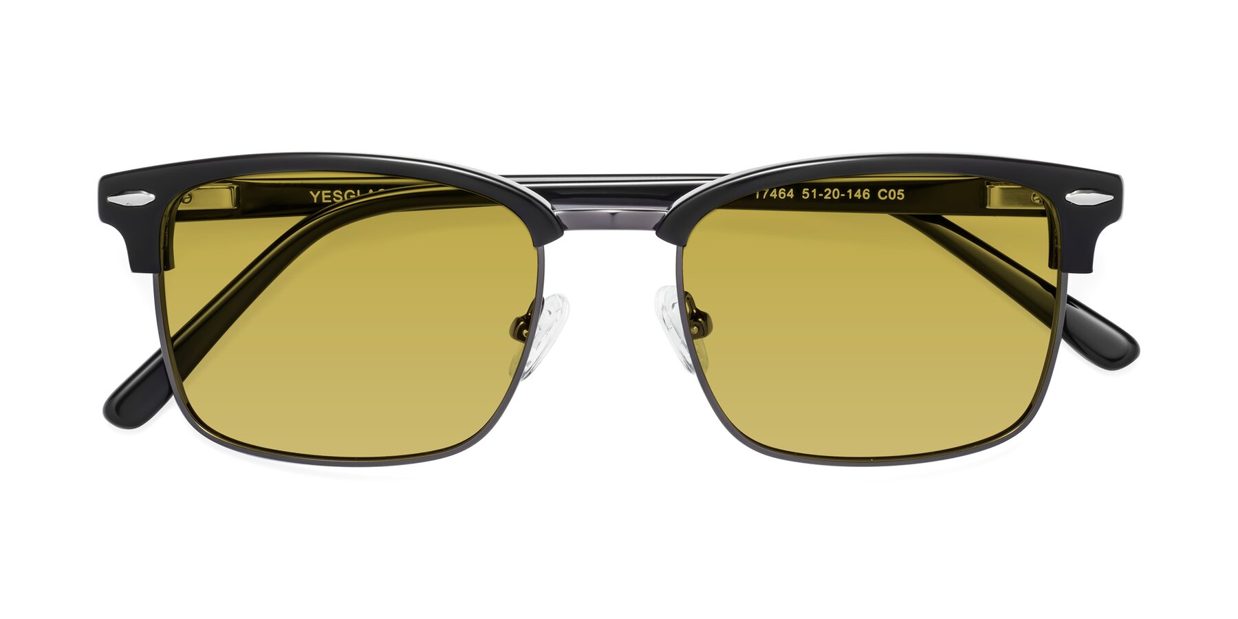 Folded Front of 17464 in Black-Gunmetal with Champagne Tinted Lenses