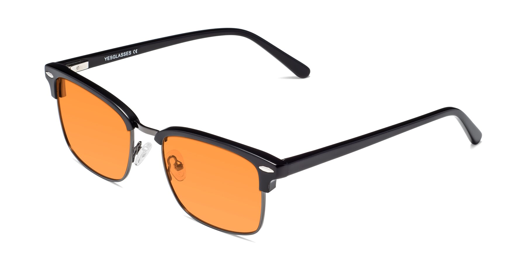 Angle of 17464 in Black-Gunmetal with Orange Tinted Lenses