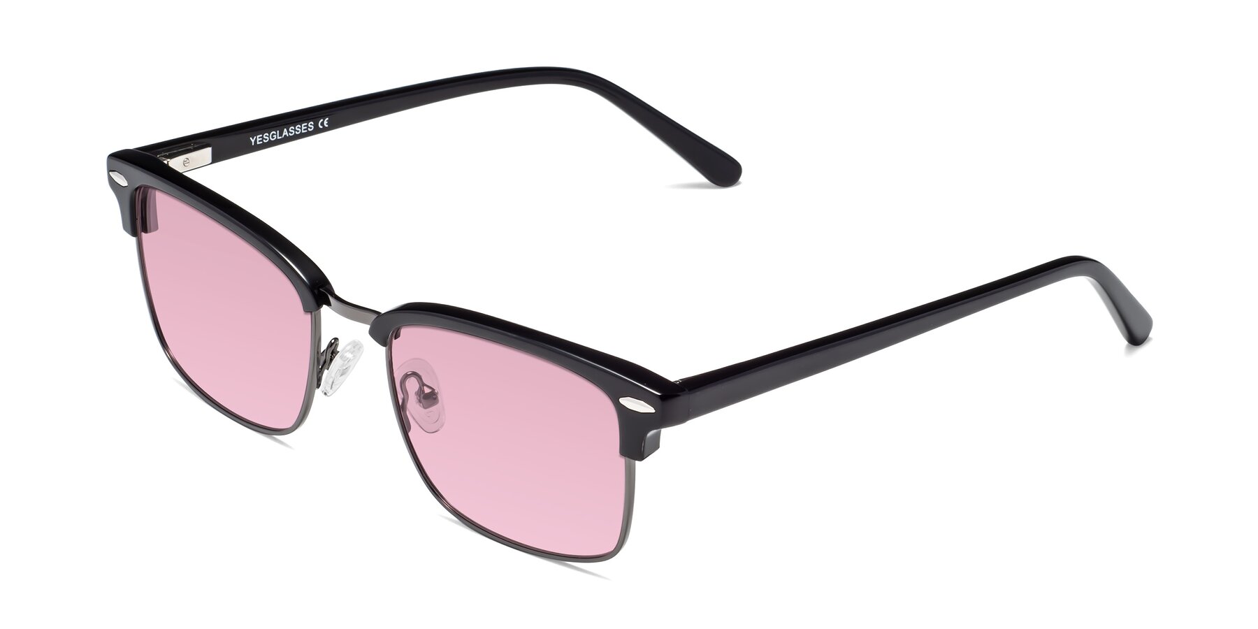 Angle of 17464 in Black-Gunmetal with Light Wine Tinted Lenses