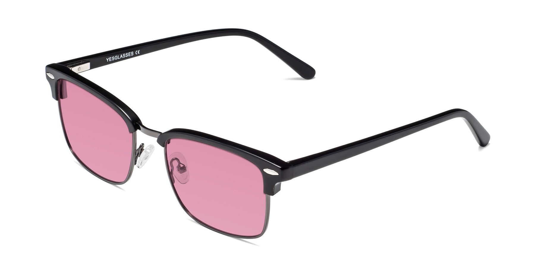 Angle of 17464 in Black-Gunmetal with Medium Wine Tinted Lenses