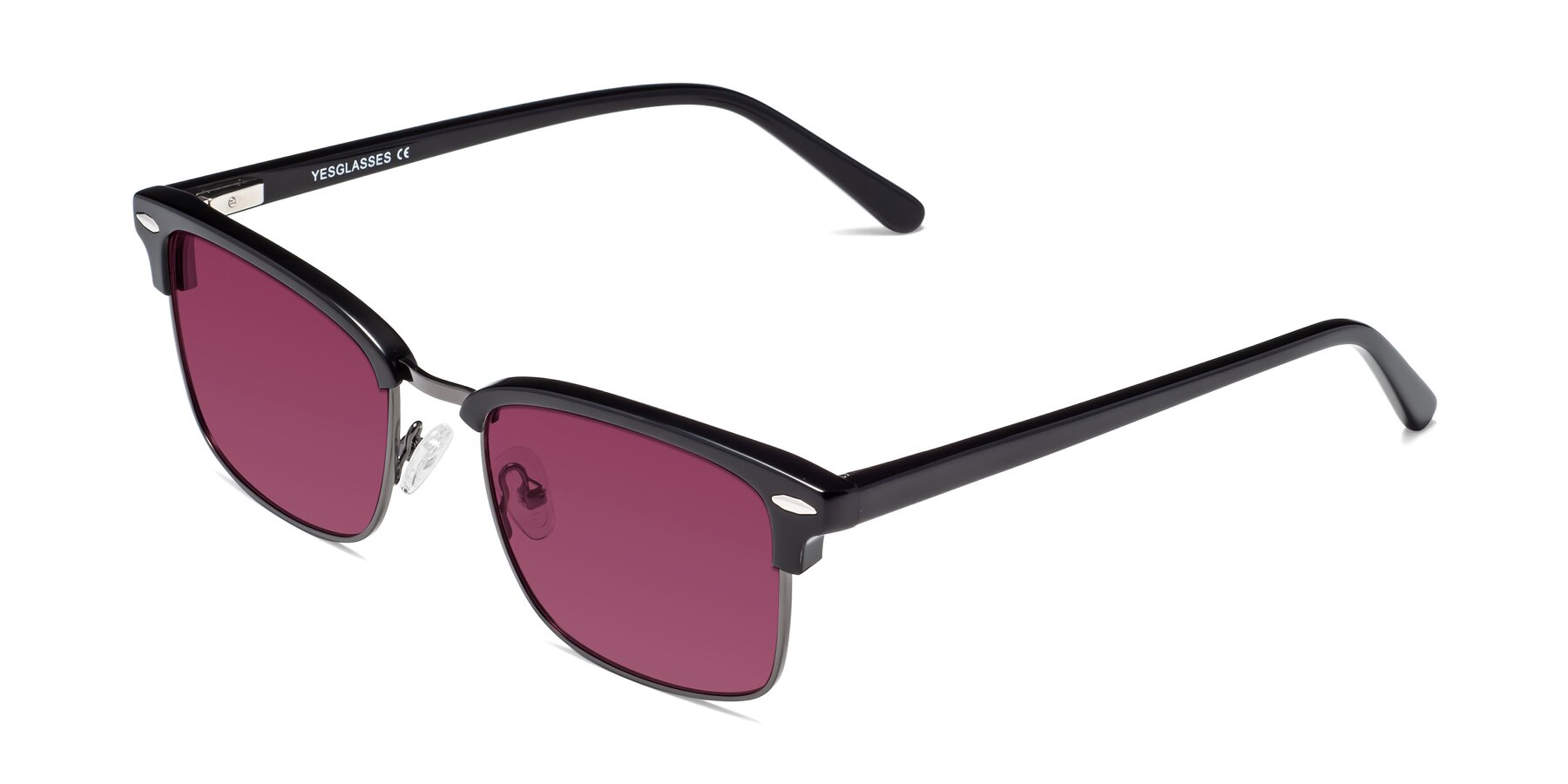 Angle of 17464 in Black-Gunmetal with Wine Tinted Lenses