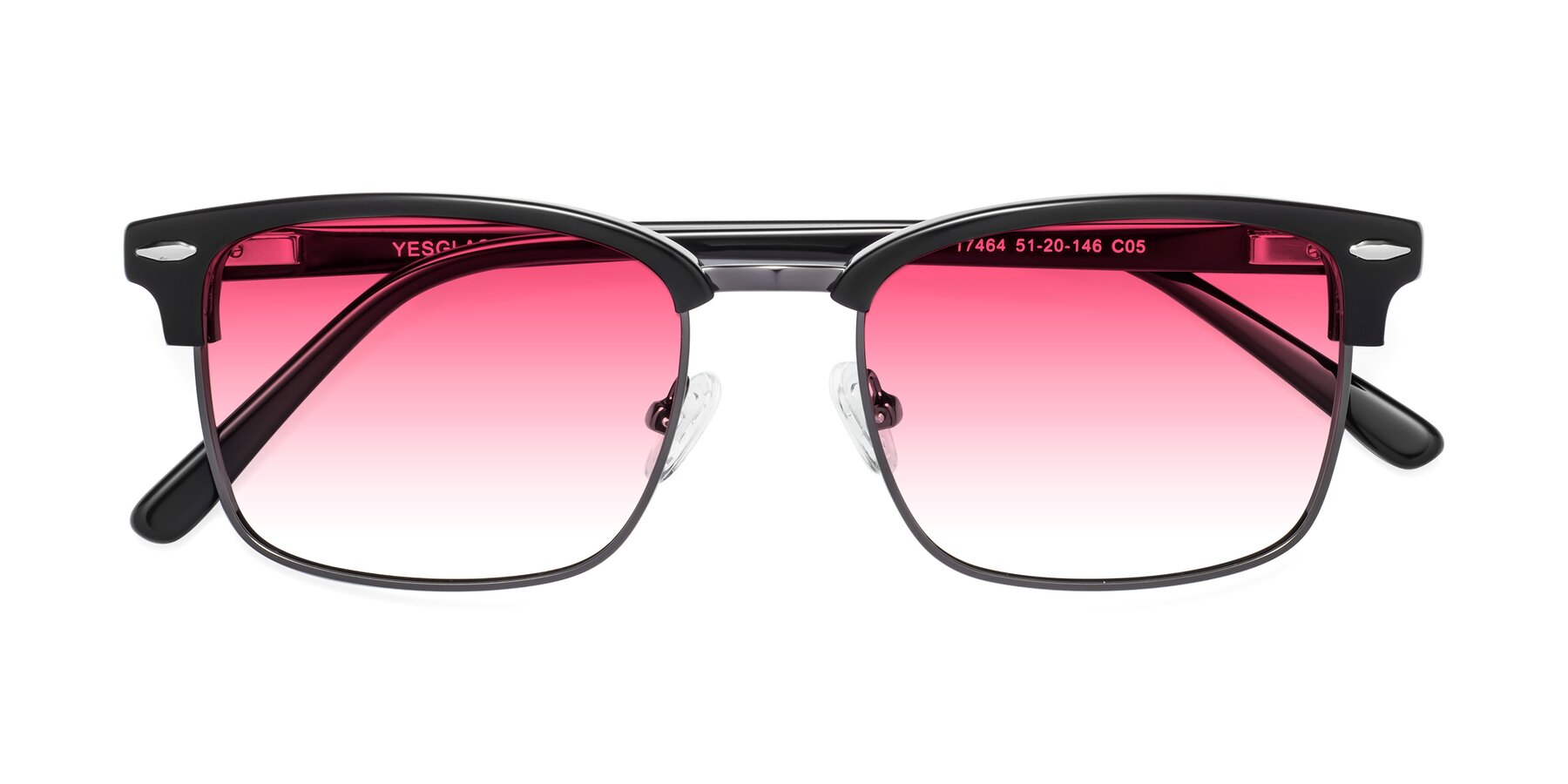 Folded Front of 17464 in Black-Gunmetal with Pink Gradient Lenses