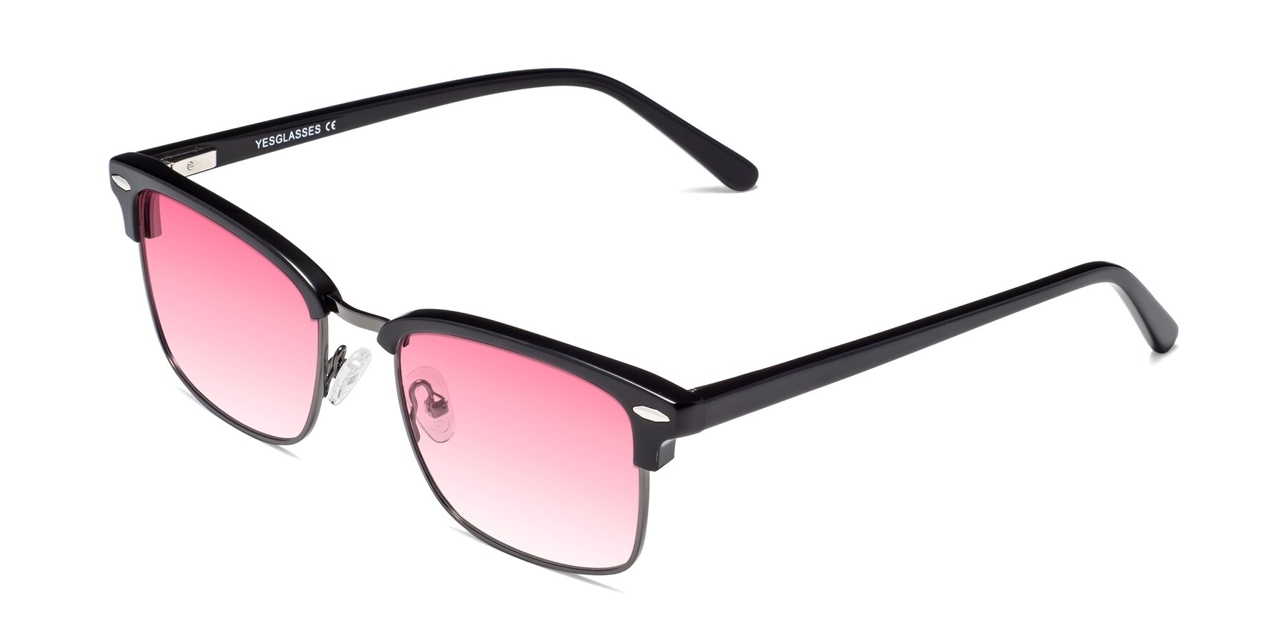 Angle of 17464 in Black-Gunmetal with Pink Gradient Lenses