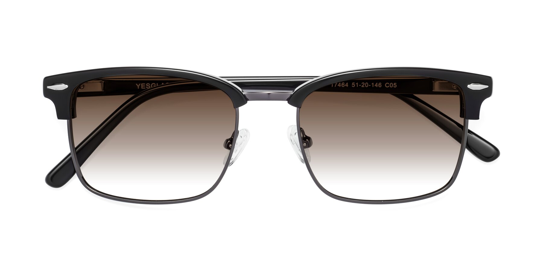 Folded Front of 17464 in Black-Gunmetal with Brown Gradient Lenses