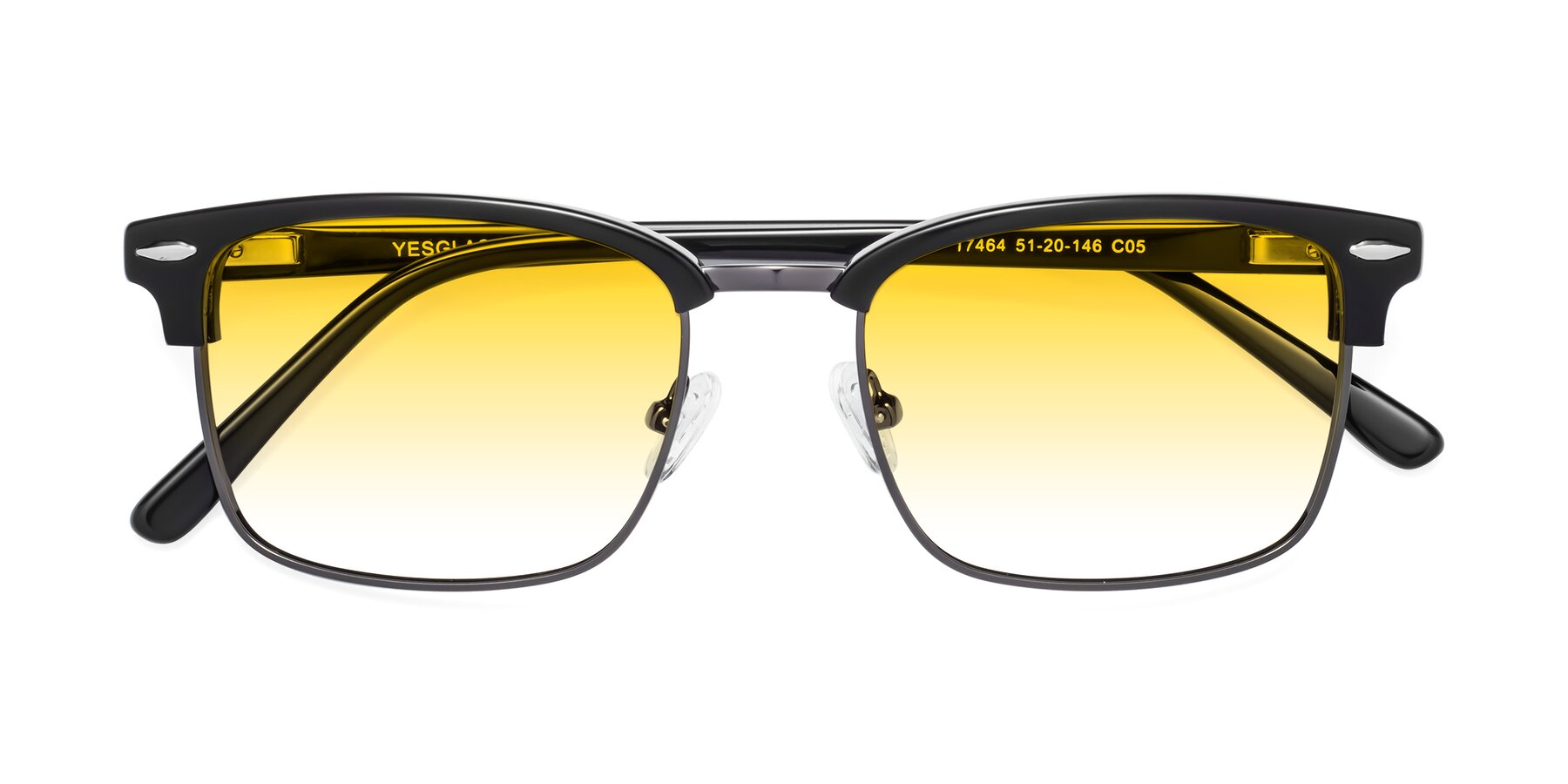 Folded Front of 17464 in Black-Gunmetal with Yellow Gradient Lenses