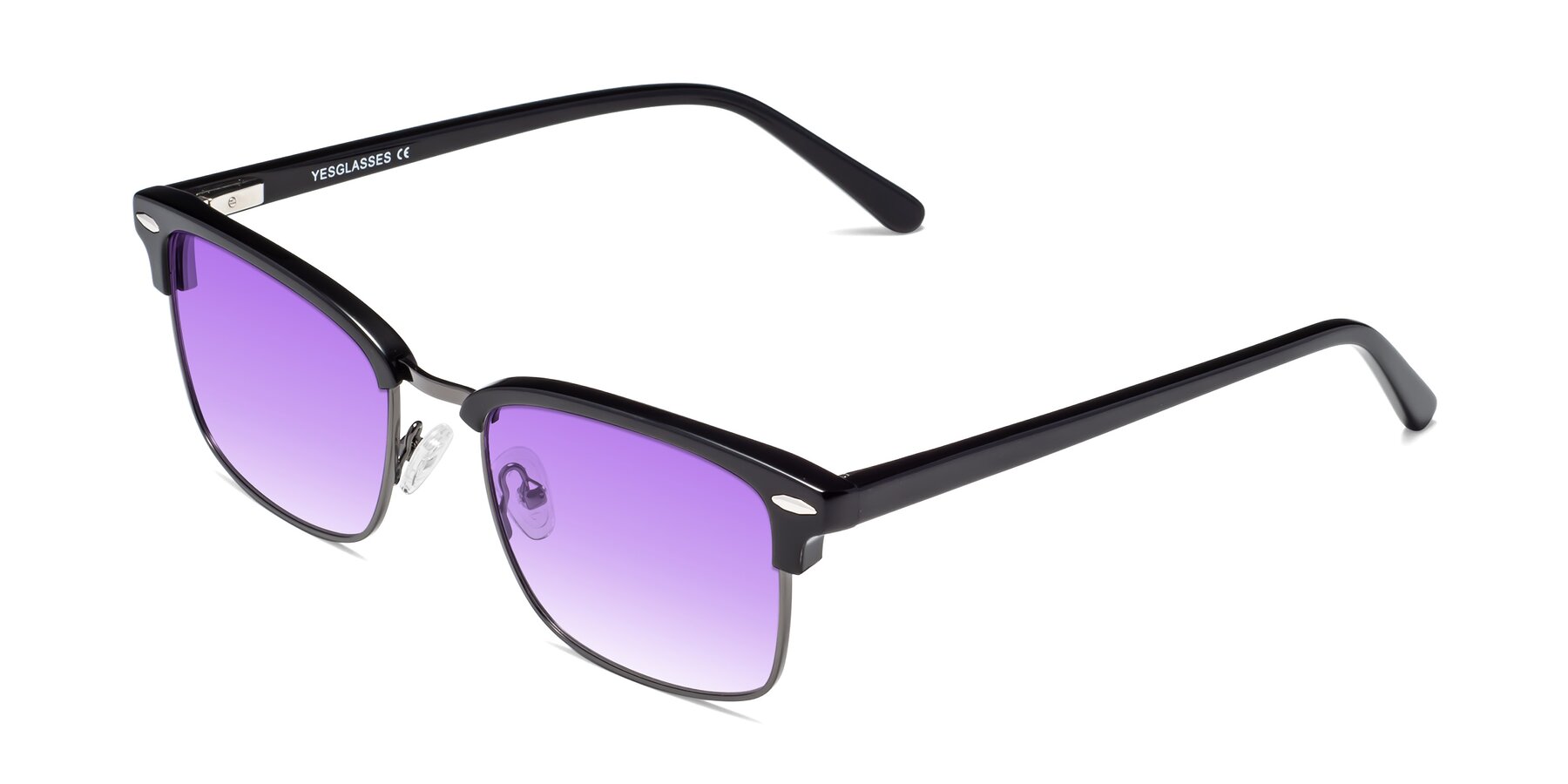 Angle of 17464 in Black-Gunmetal with Purple Gradient Lenses