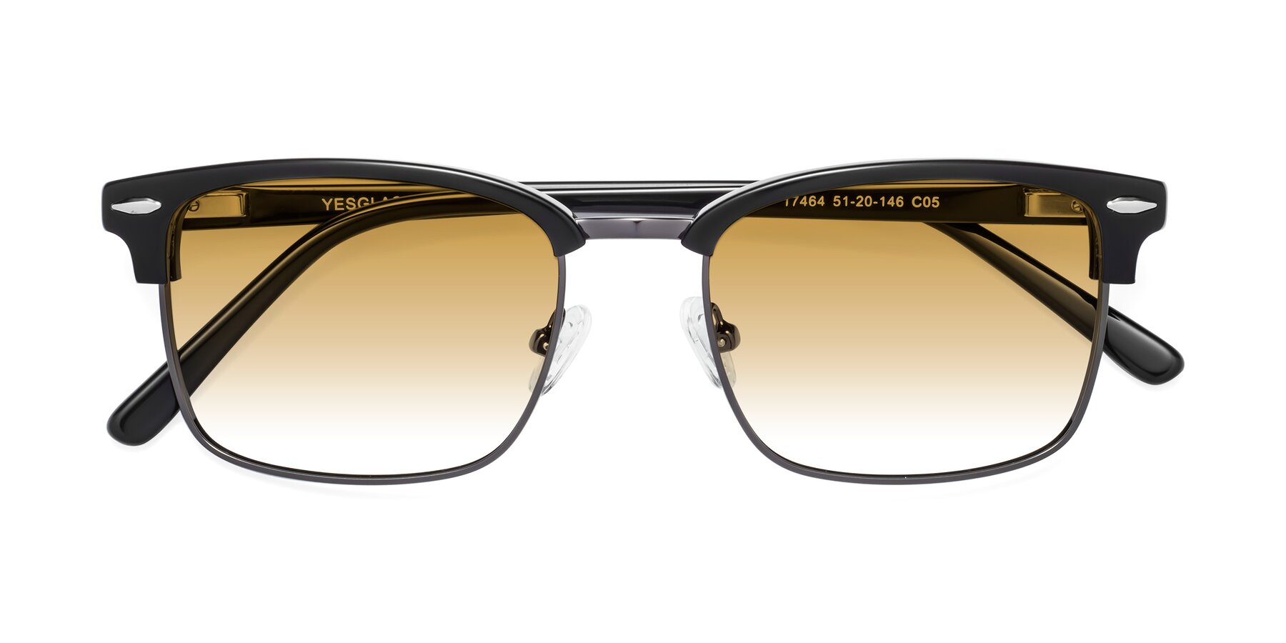 Folded Front of 17464 in Black-Gunmetal with Champagne Gradient Lenses