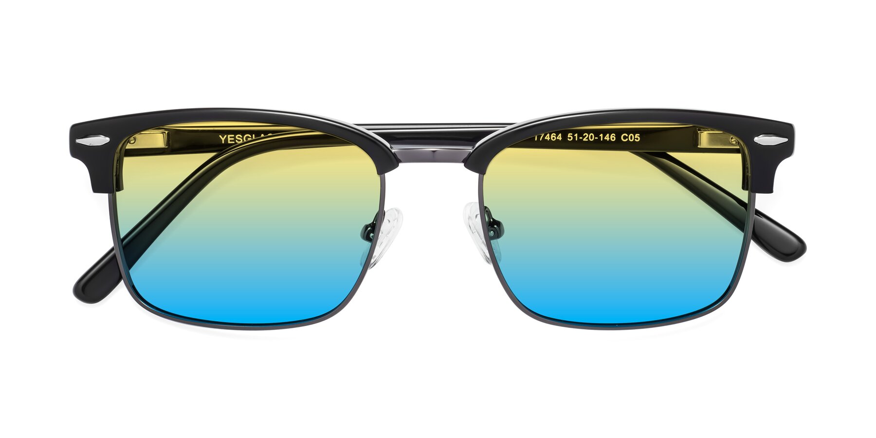 Folded Front of 17464 in Black-Gunmetal with Yellow / Blue Gradient Lenses