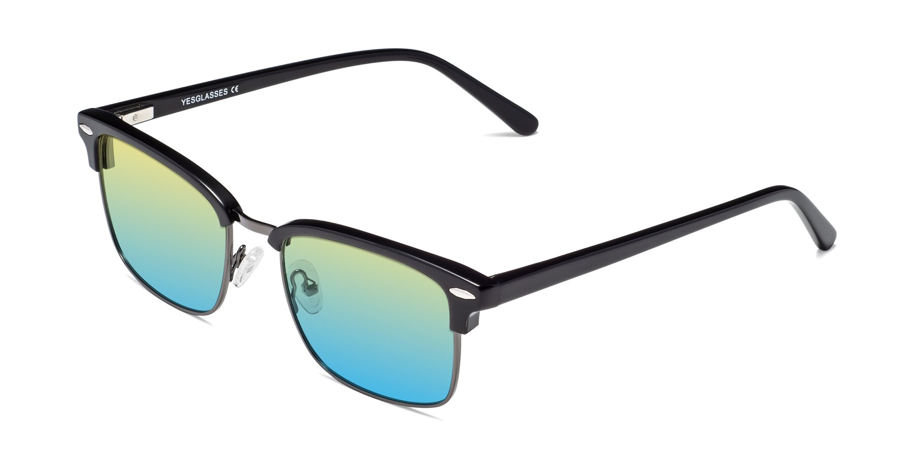 Angle of 17464 in Black-Gunmetal with Yellow / Blue Gradient Lenses