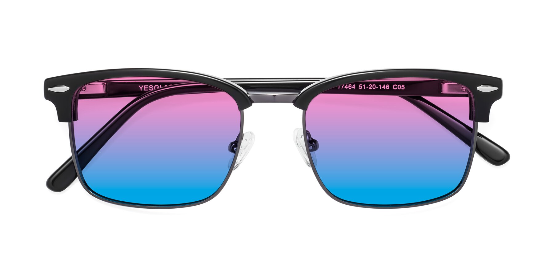 Folded Front of 17464 in Black-Gunmetal with Pink / Blue Gradient Lenses