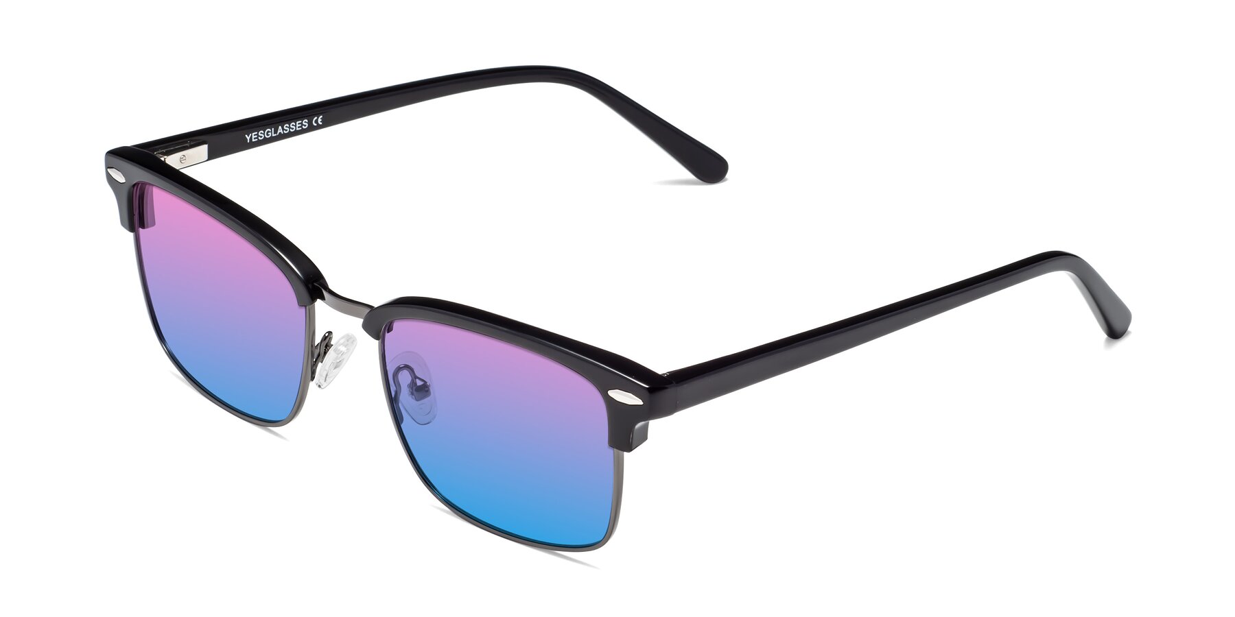 Angle of 17464 in Black-Gunmetal with Pink / Blue Gradient Lenses