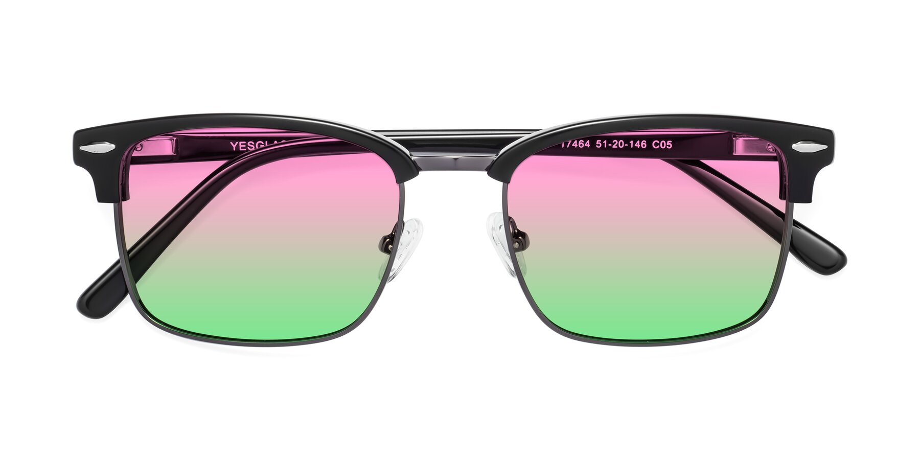 Folded Front of 17464 in Black-Gunmetal with Pink / Green Gradient Lenses