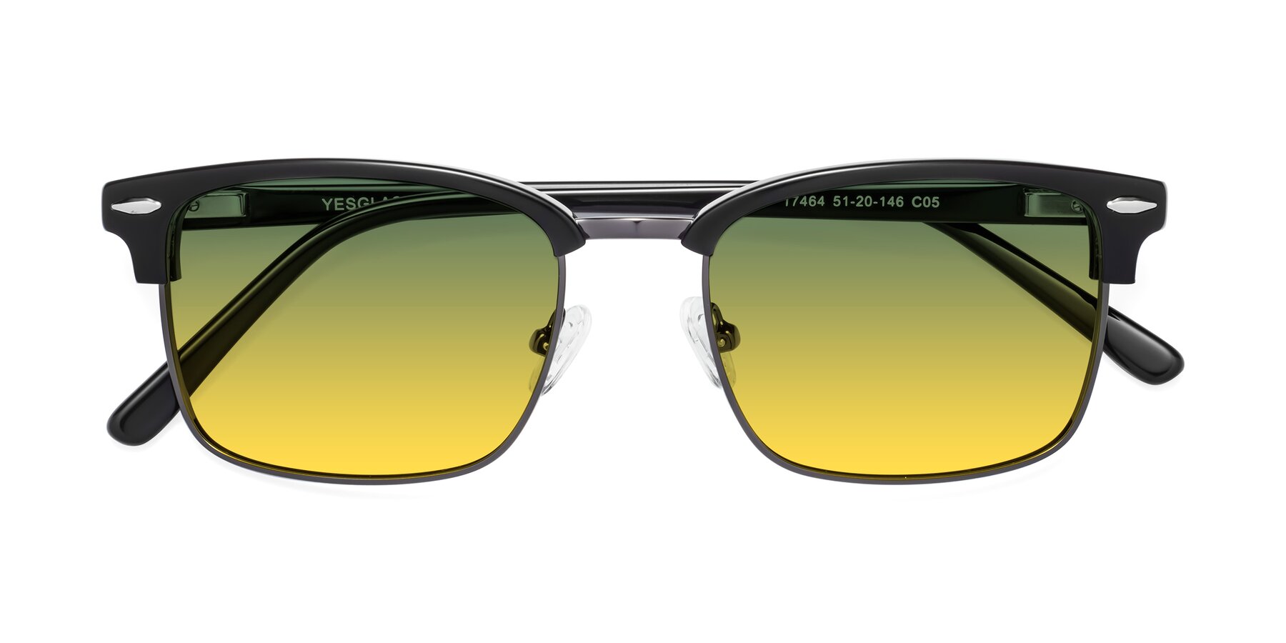 Folded Front of 17464 in Black-Gunmetal with Green / Yellow Gradient Lenses