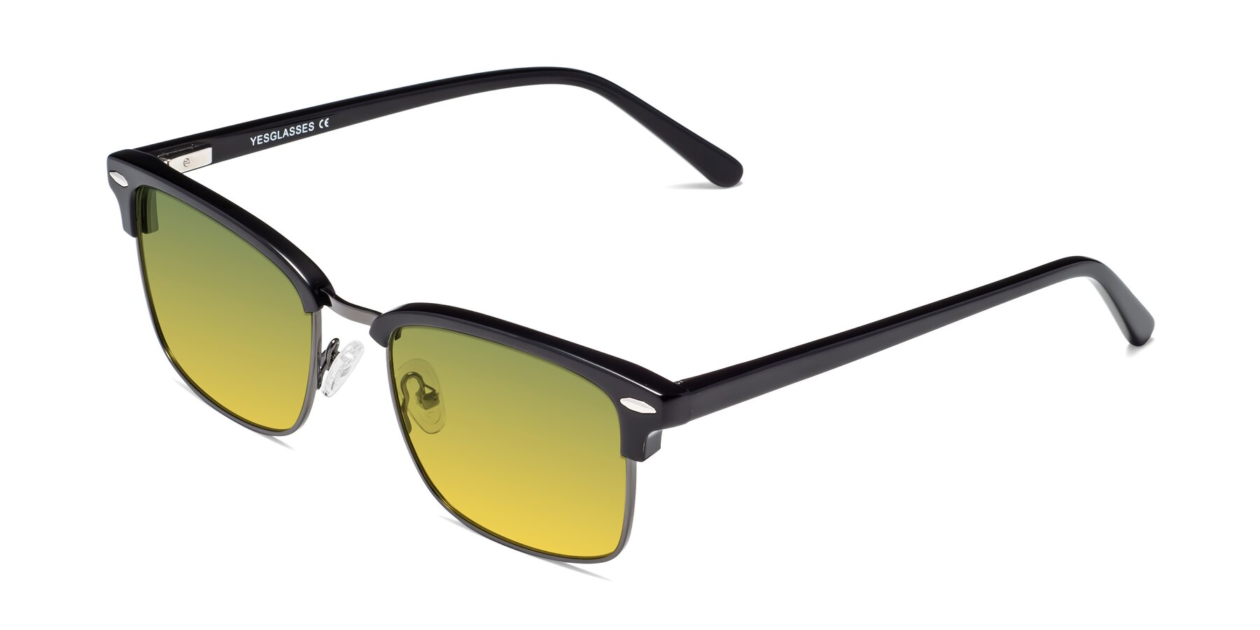 Angle of 17464 in Black-Gunmetal with Green / Yellow Gradient Lenses