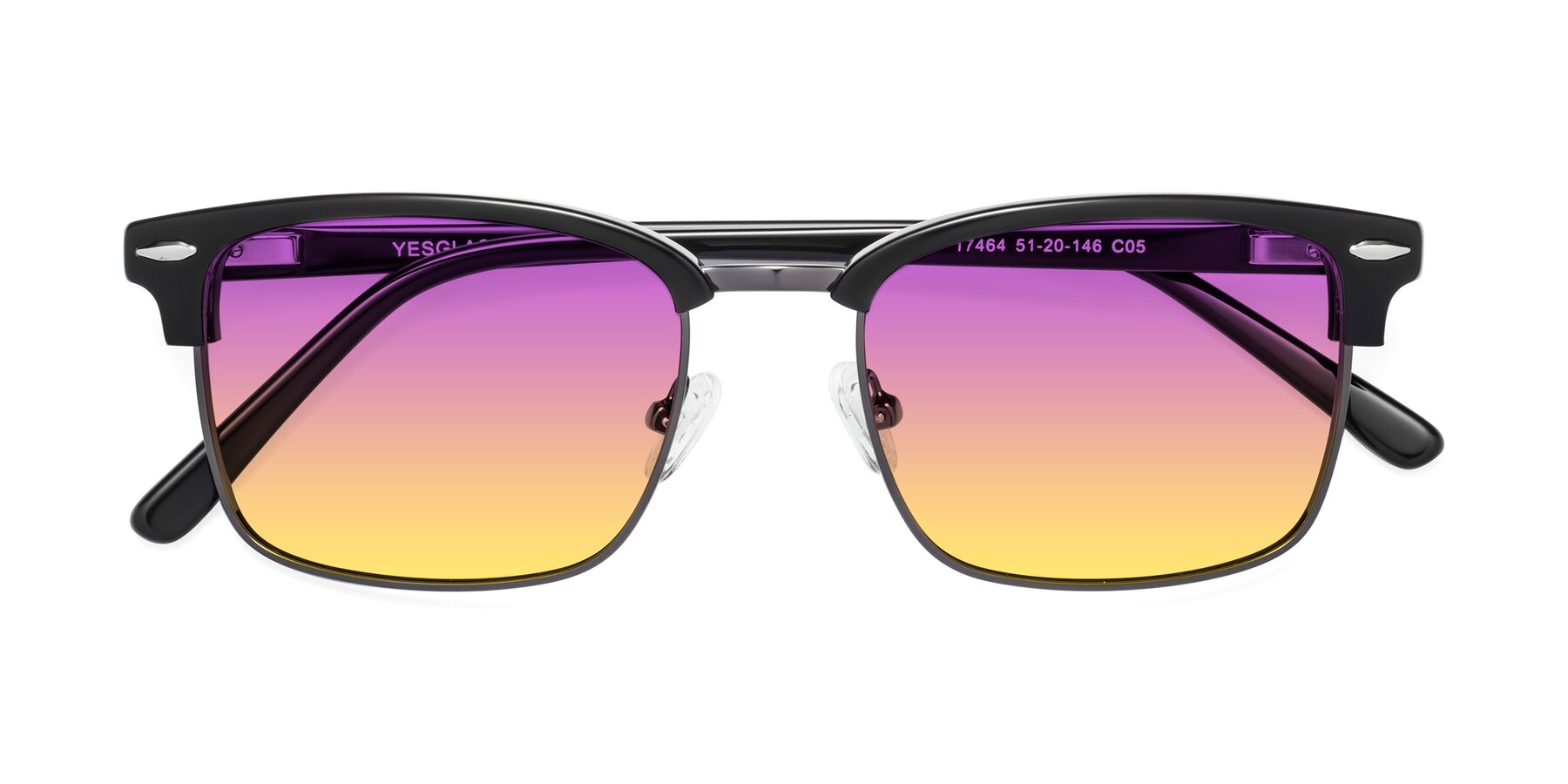 Folded Front of 17464 in Black-Gunmetal with Purple / Yellow Gradient Lenses