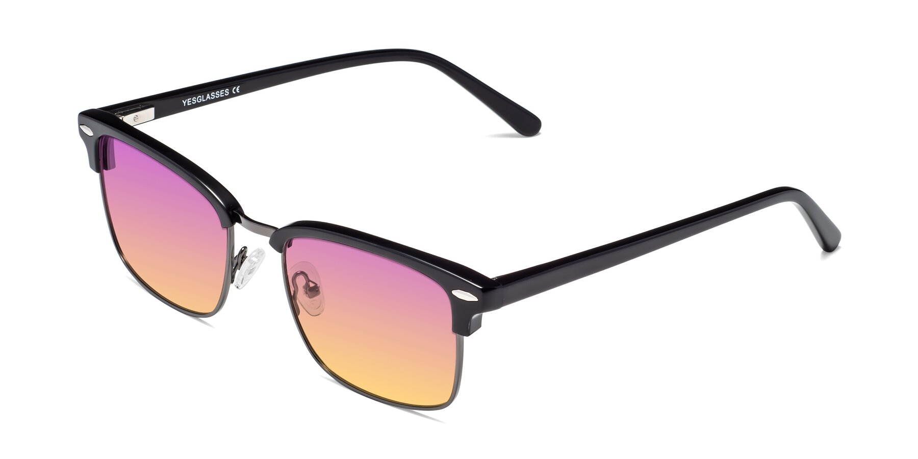 Angle of 17464 in Black-Gunmetal with Purple / Yellow Gradient Lenses