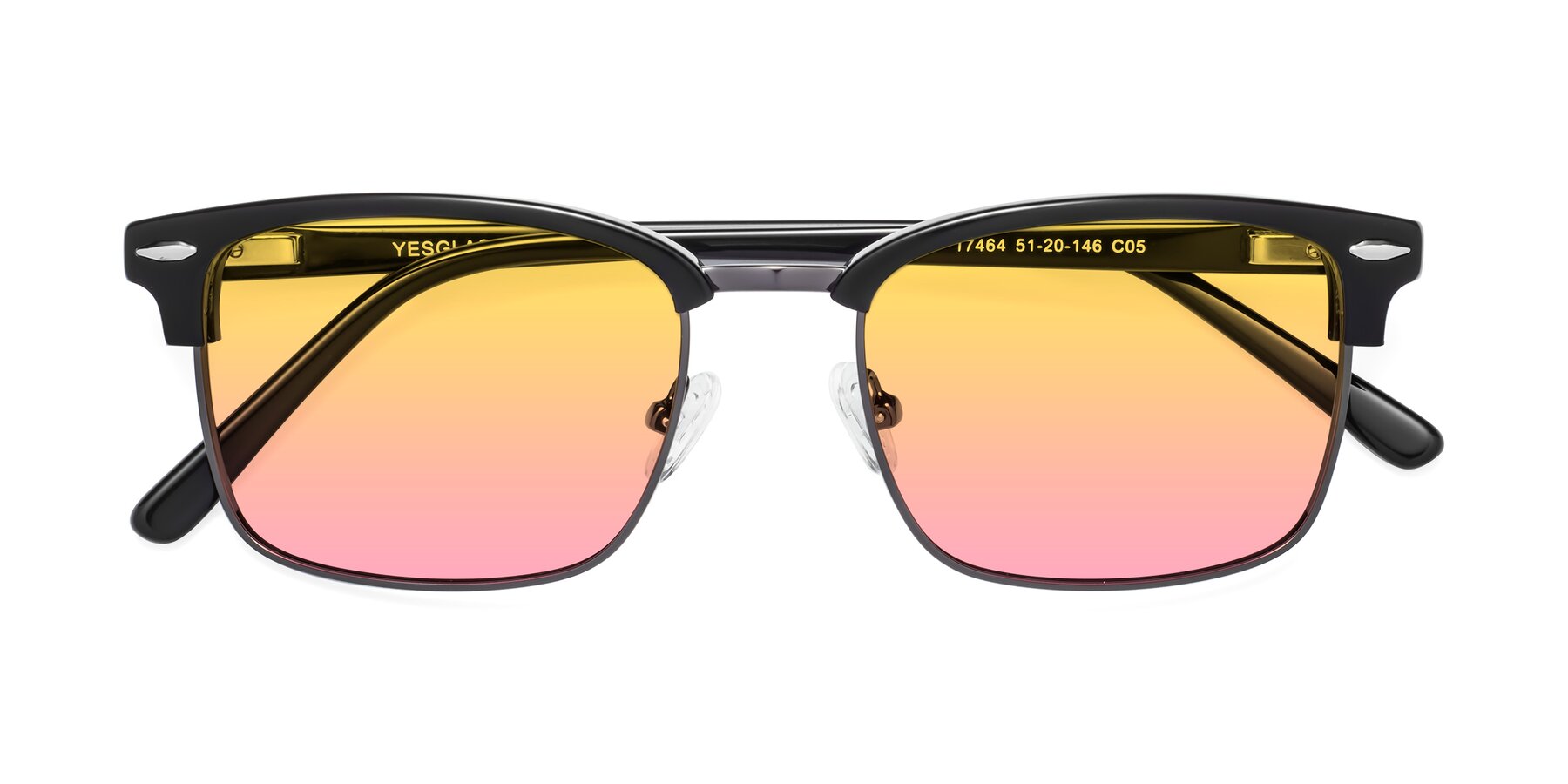 Folded Front of 17464 in Black-Gunmetal with Yellow / Pink Gradient Lenses