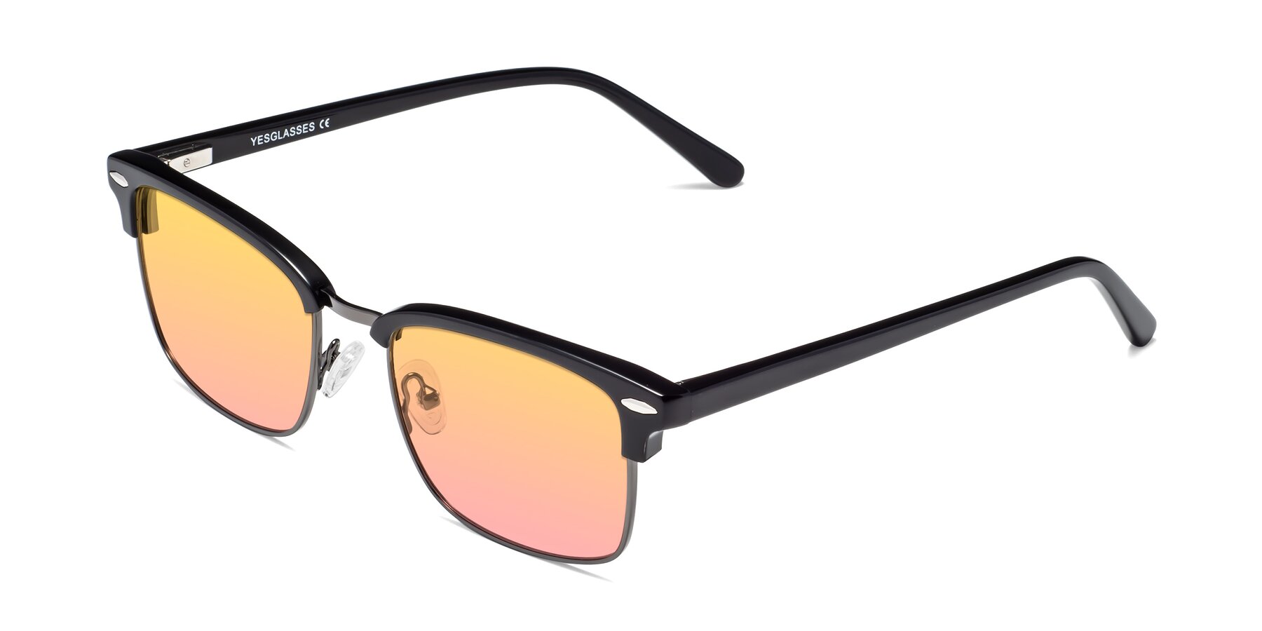 Angle of 17464 in Black-Gunmetal with Yellow / Pink Gradient Lenses