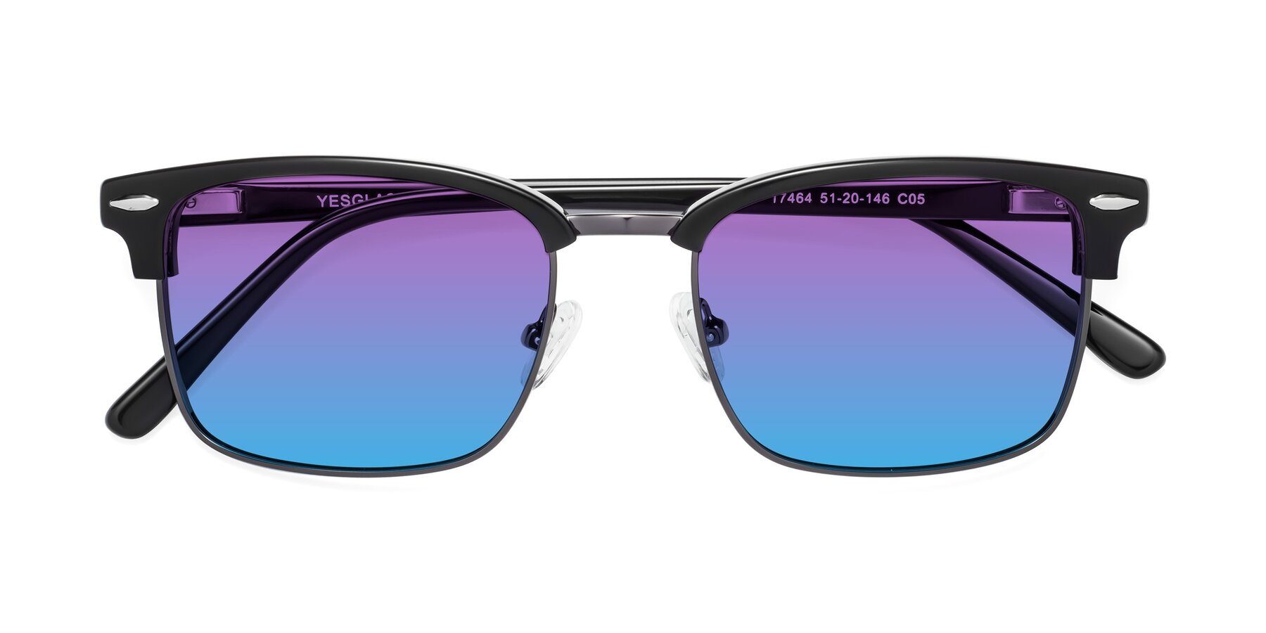 Folded Front of 17464 in Black-Gunmetal with Purple / Blue Gradient Lenses