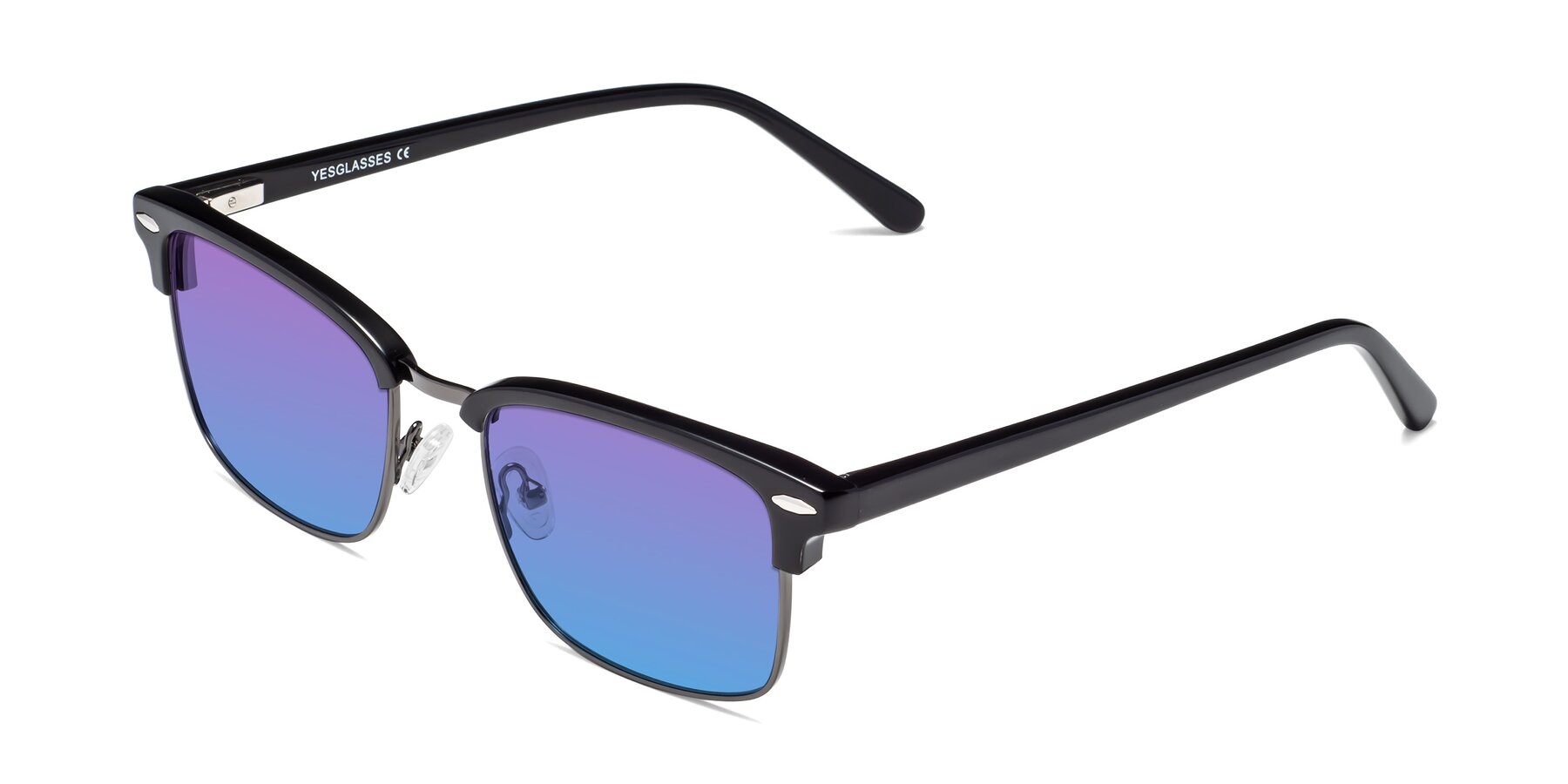 Angle of 17464 in Black-Gunmetal with Purple / Blue Gradient Lenses