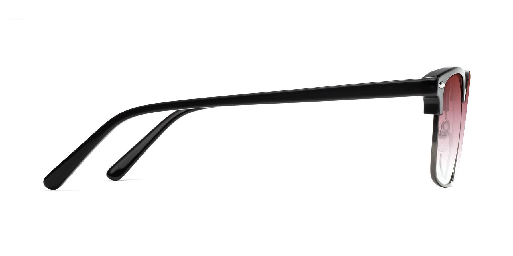 Side of 17464 in Black-Gunmetal with Garnet Gradient Lenses