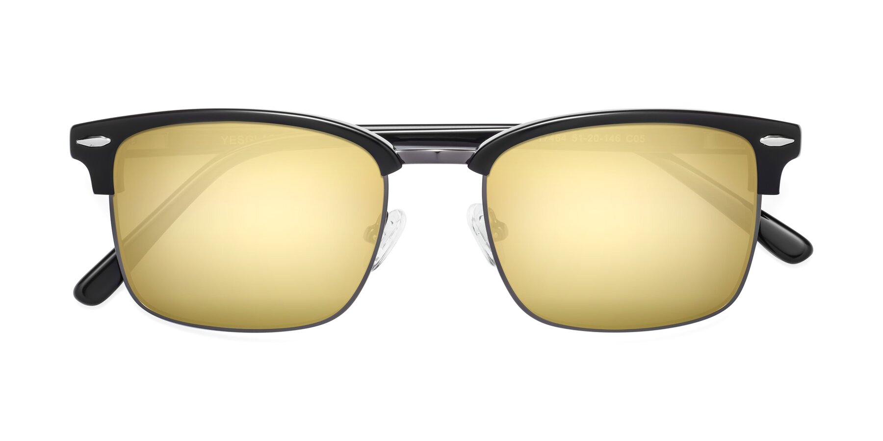 Folded Front of 17464 in Black-Gunmetal with Gold Mirrored Lenses