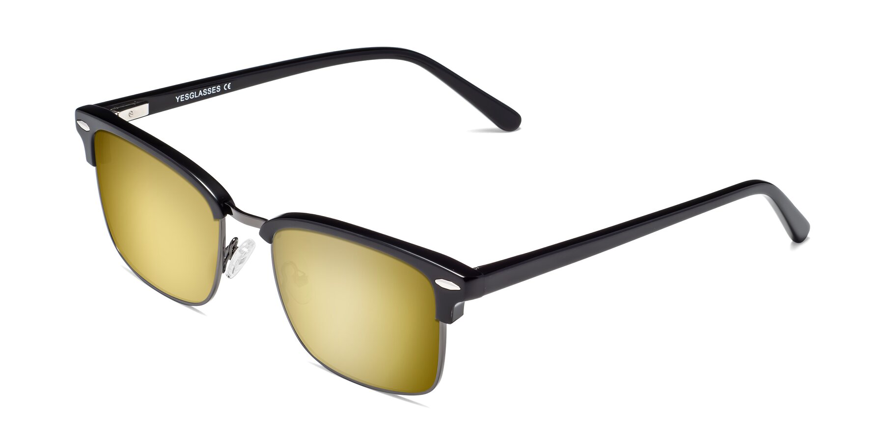 Angle of 17464 in Black-Gunmetal with Gold Mirrored Lenses