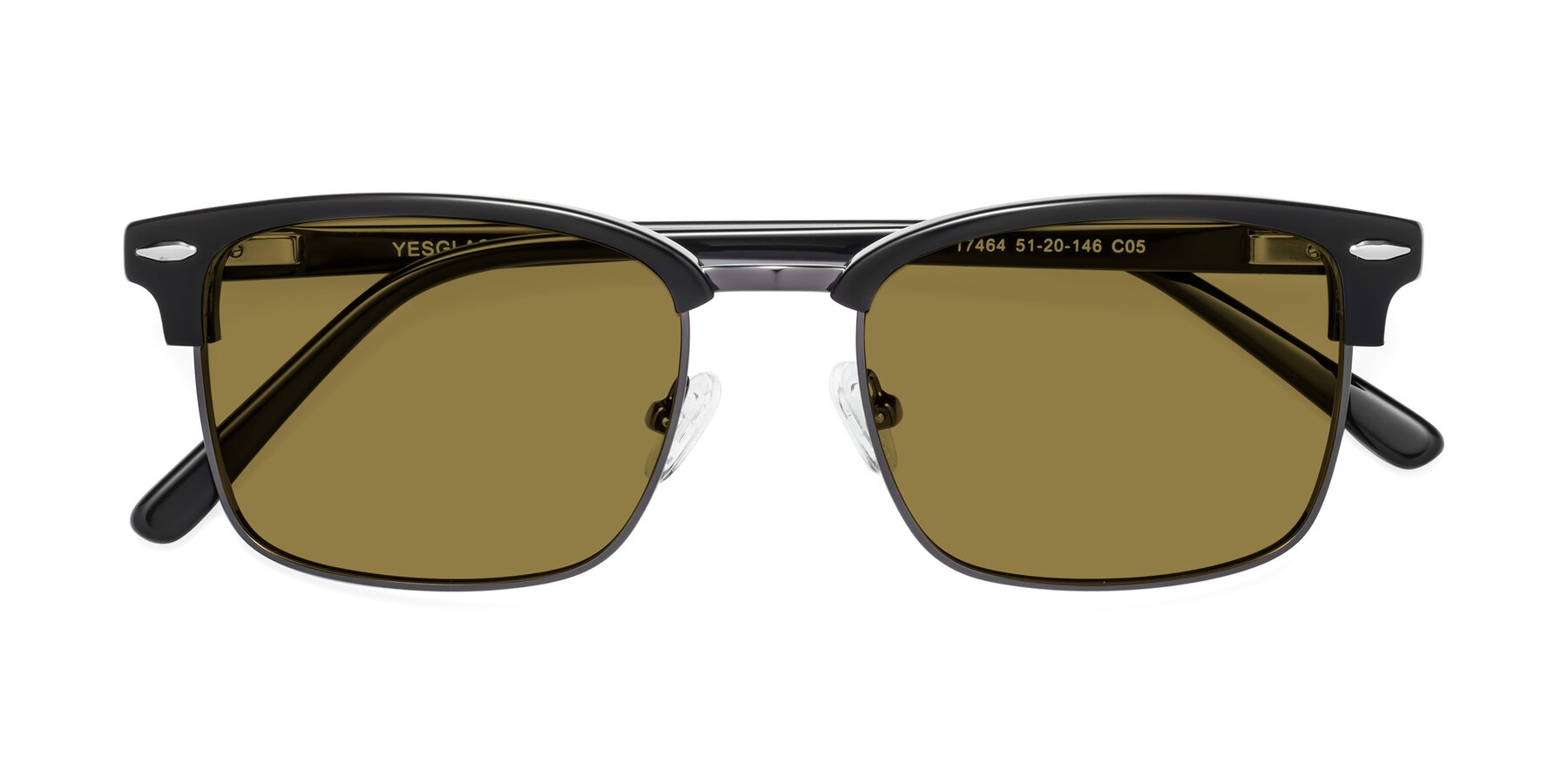 Folded Front of 17464 in Black-Gunmetal with Brown Polarized Lenses