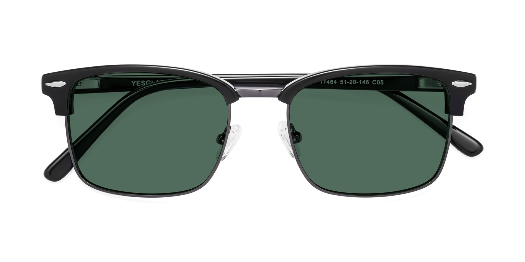 Folded Front of 17464 in Black-Gunmetal with Green Polarized Lenses