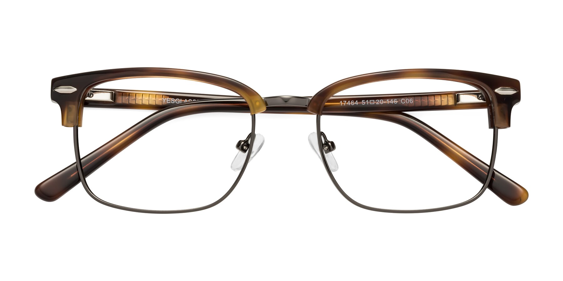 Folded Front of 17464 in Tortoise/ Gunmetal with Clear Reading Eyeglass Lenses