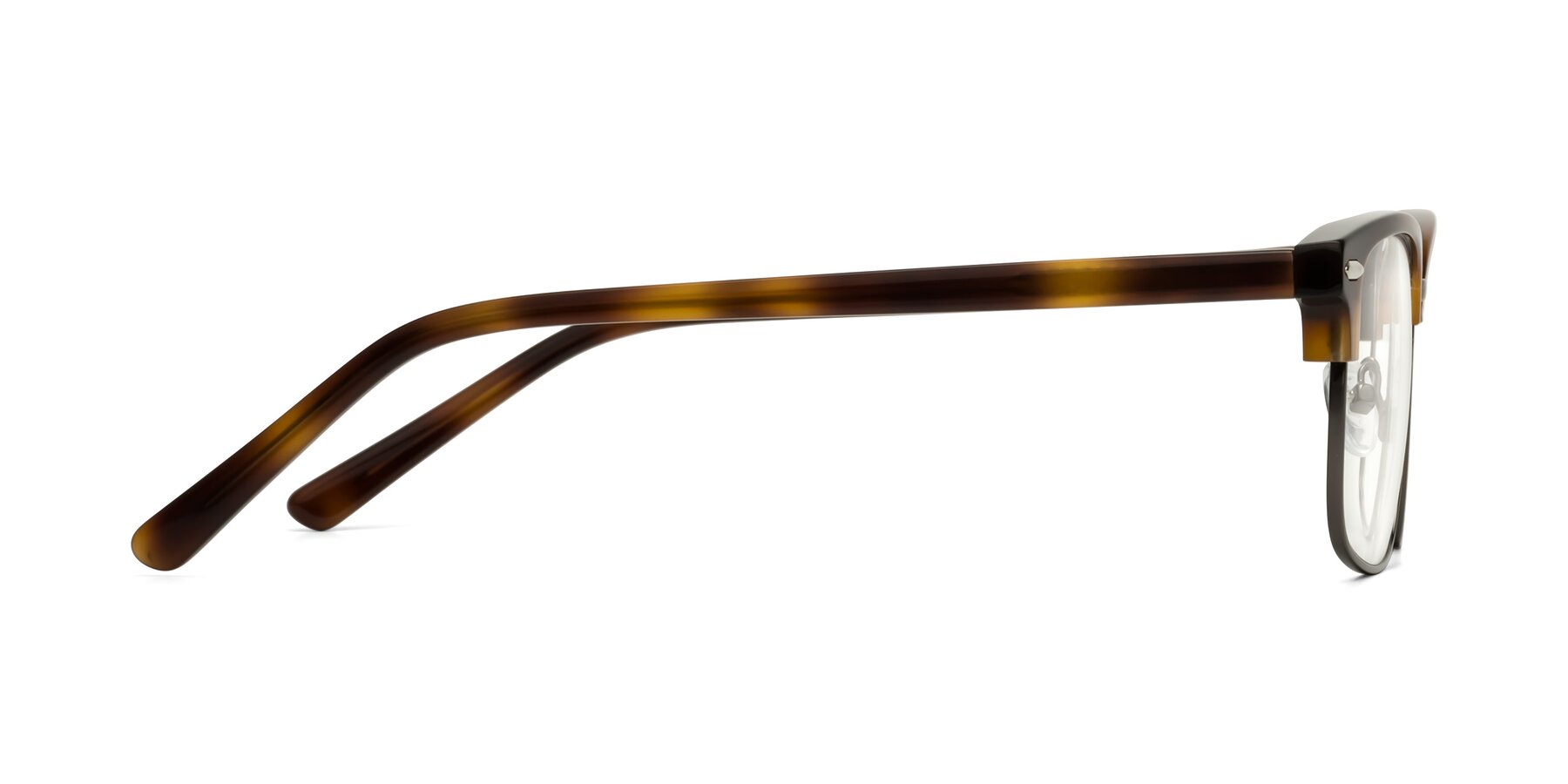 Side of 17464 in Tortoise/ Gunmetal with Clear Eyeglass Lenses
