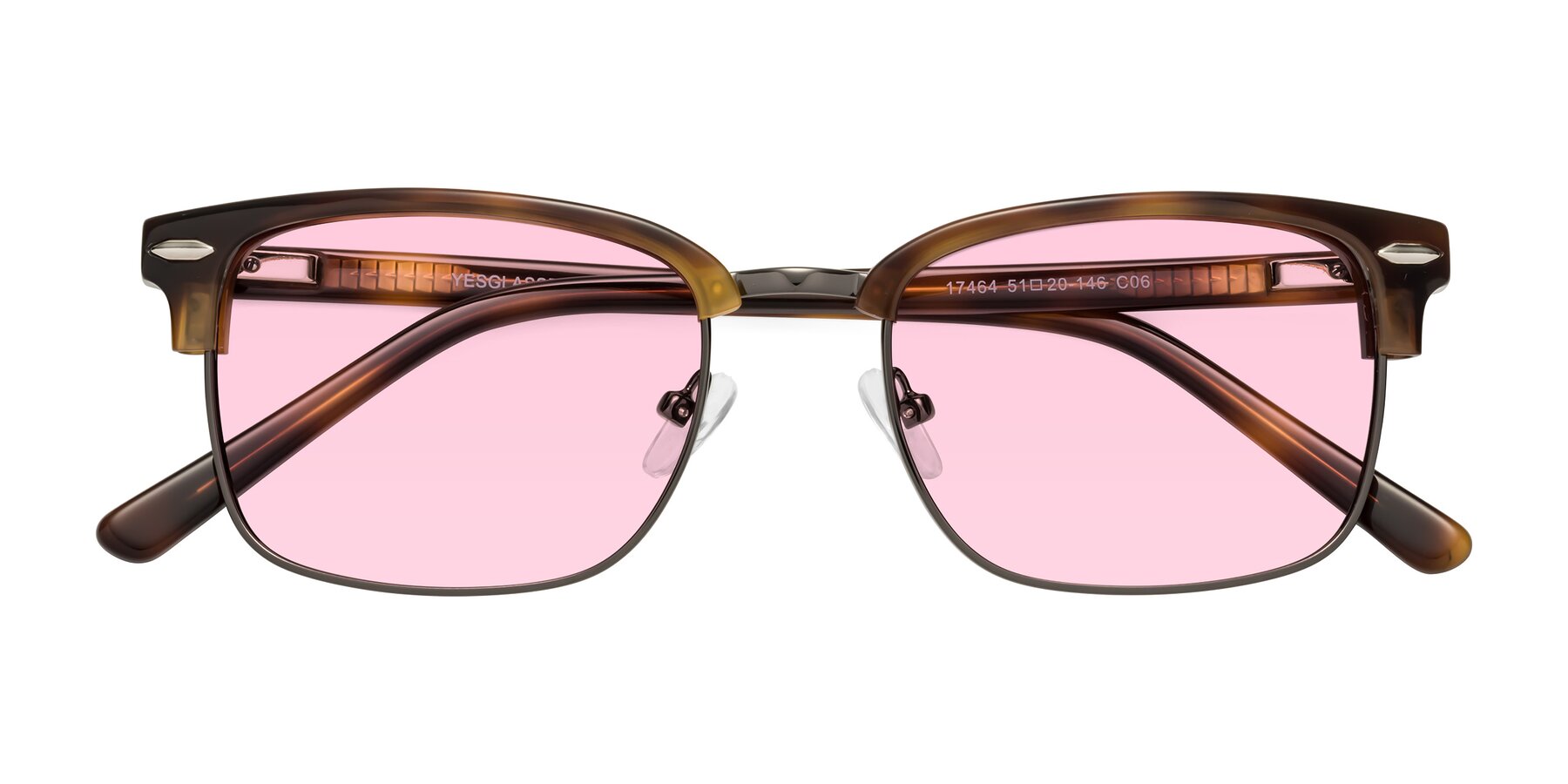 Folded Front of 17464 in Tortoise/ Gunmetal with Light Pink Tinted Lenses