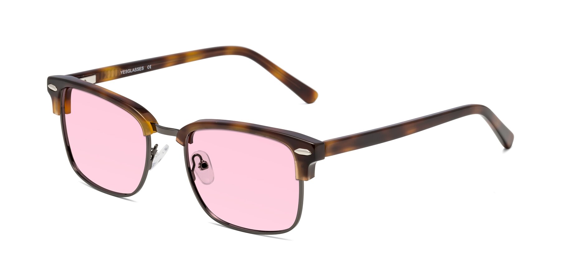 Angle of 17464 in Tortoise/ Gunmetal with Light Pink Tinted Lenses