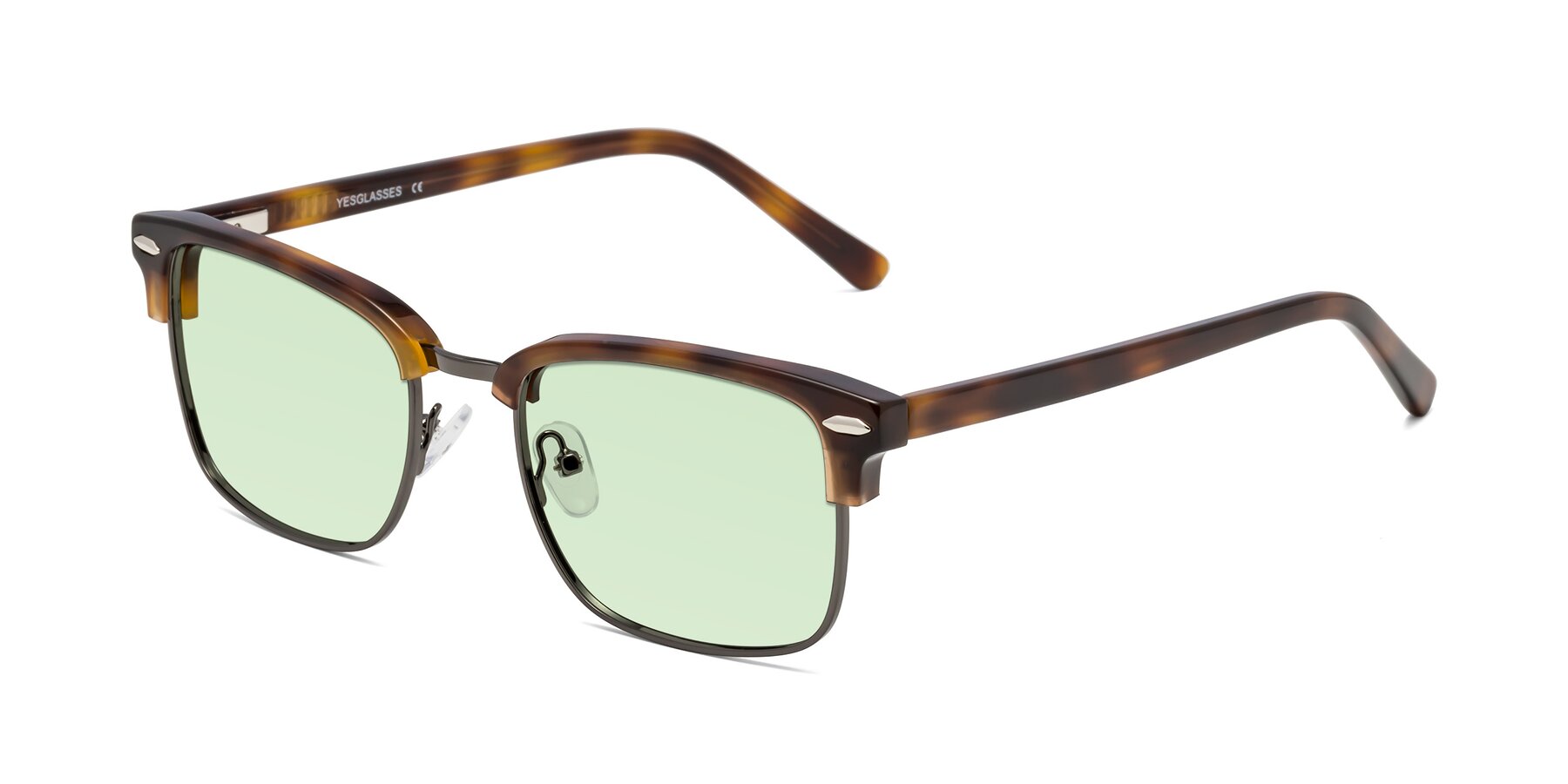 Angle of 17464 in Tortoise/ Gunmetal with Light Green Tinted Lenses
