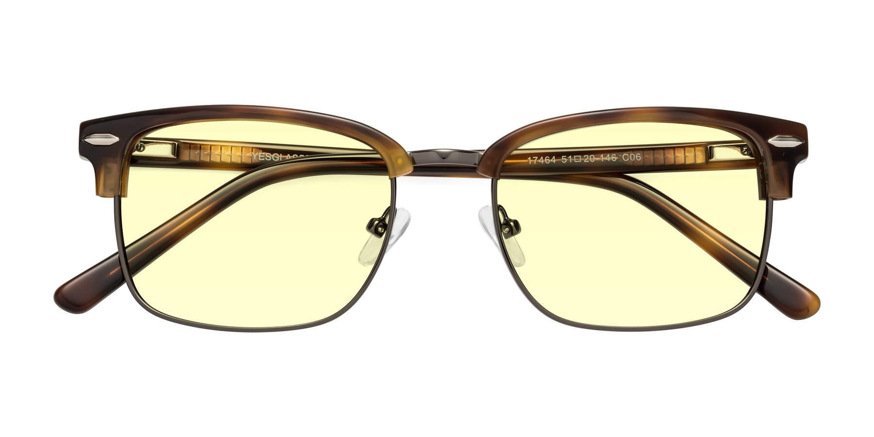 Folded Front of 17464 in Tortoise/ Gunmetal with Light Yellow Tinted Lenses