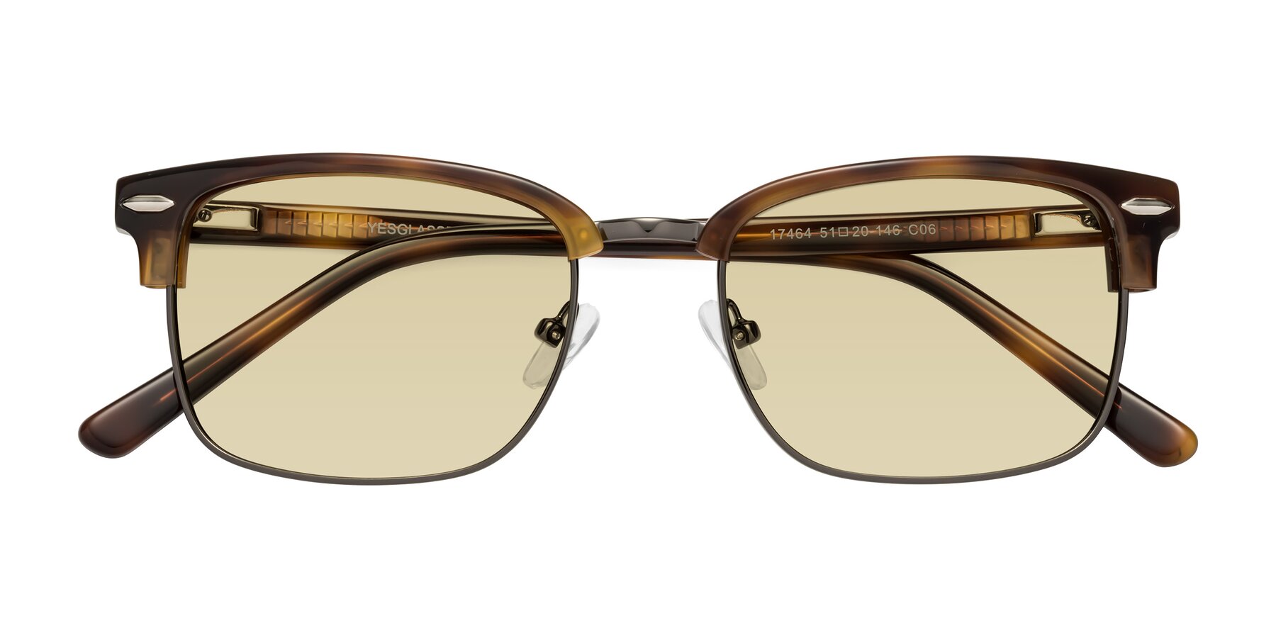 Folded Front of 17464 in Tortoise/ Gunmetal with Light Champagne Tinted Lenses