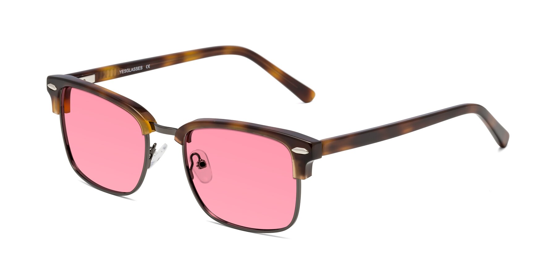 Angle of 17464 in Tortoise/ Gunmetal with Pink Tinted Lenses